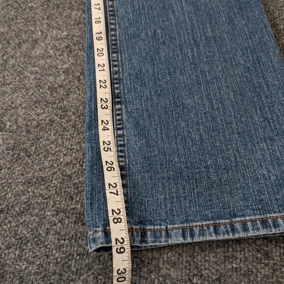 LL BEAN Jeans Women's 14 Reg Blue Straight Leg Y2K Light Fade Accent Zip Pockets - Picture 12 of 13